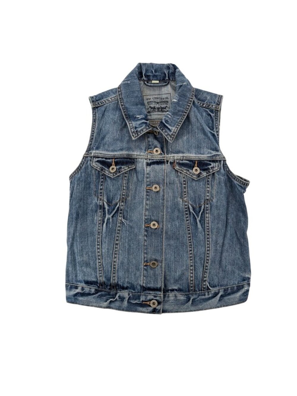 Vtg Denim Trucker Vest Y2K Streetwear Indie Sleaze Western‎ Americana 80s Medium